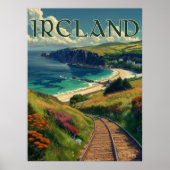 Ierland Coastline Vintage Travel Poster (Voorkant)