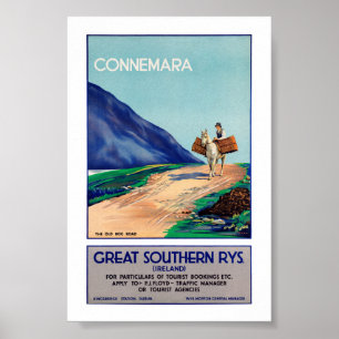 Ierland Connemara Gerestaureerde Vintage Reisposte Poster