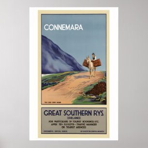 Ierland Connemara Vintage Reisposter - Ingelijst Poster