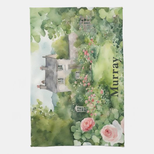 Ierland Country House Ierse achternaam Custom Theedoek (Verticaal)