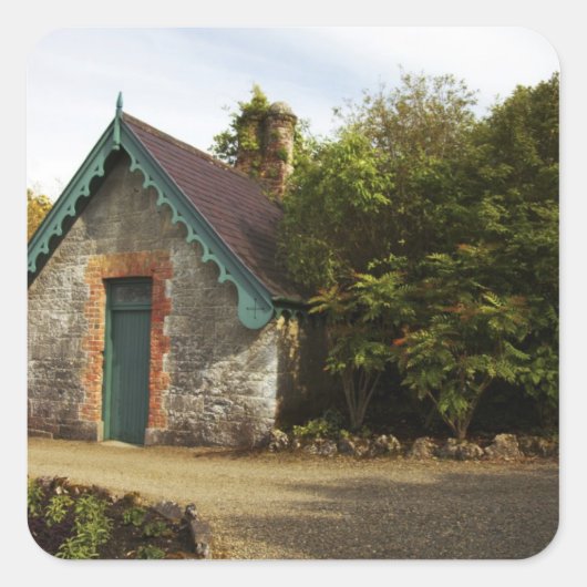 Ierland, de ommuurde tuin van Dromoland Castle Vierkante Sticker (Voorkant)