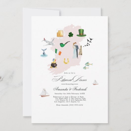 Ierland Destination Wedding repetitie diner Kaart (Voorkant)