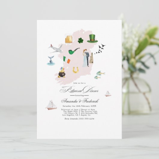 Ierland Destination Wedding repetitie diner Kaart (Staand voorkant)