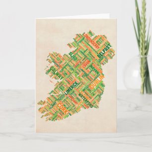 Ierland Eire City Text map Kaart