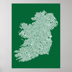 Ierland Eire City Text map Poster