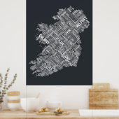 Ierland Eire City Text map Poster (Keuken)