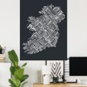 Ierland Eire City Text map Poster (Thuiskantoor)