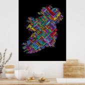 Ierland Eire City Text map Poster (Keuken)