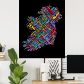 Ierland Eire City Text map Poster (Thuiskantoor)