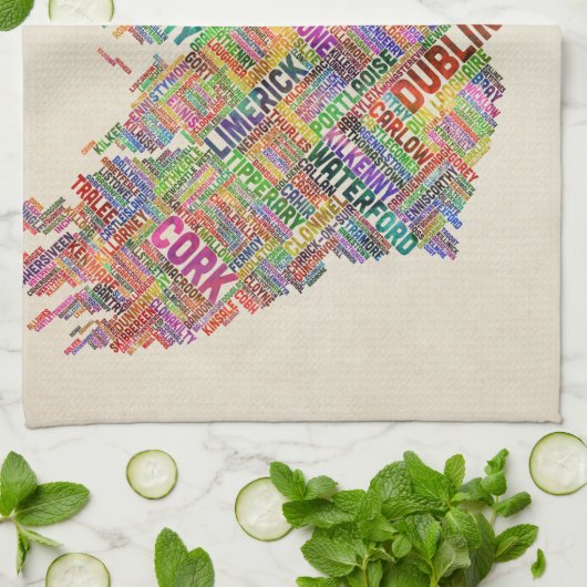 Ierland Eire City Text map Theedoek (Gevouwen)