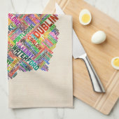 Ierland Eire City Text map Theedoek (Quarter Fold)