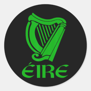 Ierland Eire Eireann Ierse trots Gaelic Harp St Pa Ronde Sticker