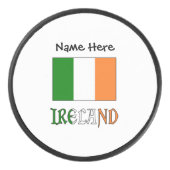 Ierland en de Ierse vlag met Jouw naam Hockey Puck (Voorkant)