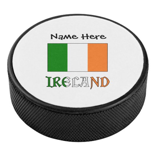 Ierland en de Ierse vlag met Jouw naam Hockey Puck (3/4)