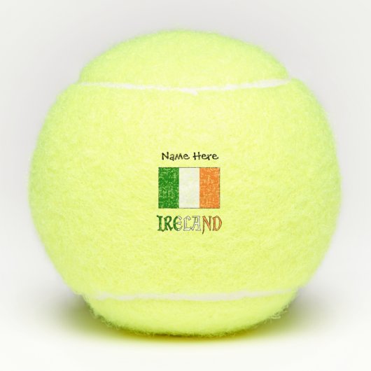 Ierland en de Ierse vlag met Jouw naam Tennisballen (Voorkant)