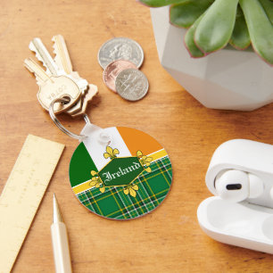Ierland/Erin go bragh/Ierse vlag/tartan/kell harp Sleutelhanger