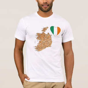 Ierland Flag Heart en Map T-Shirt