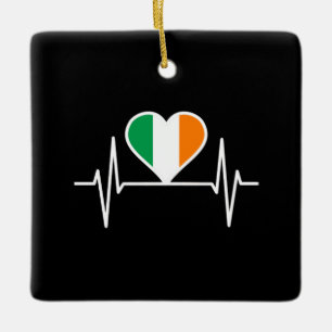 Ierland Flag Heartbeat Keramisch Ornament