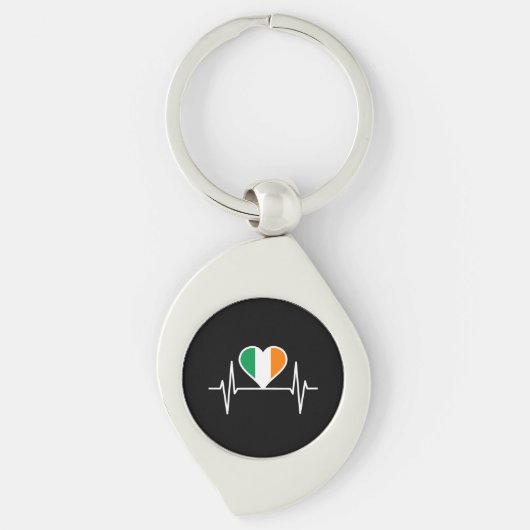 Ierland Flag Heartbeat Sleutelhanger (Voorkant)