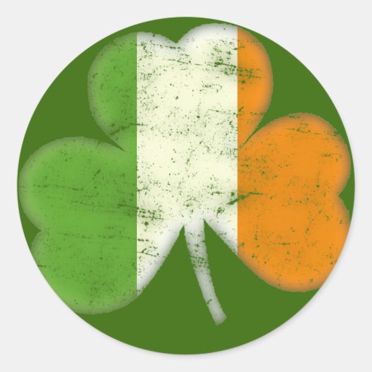 Ierland Flag Shamrock Ronde Sticker (Voorkant)
