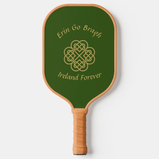Ierland Forever Gold Celtic Shamrock Pickleball Paddle (Voorkant)