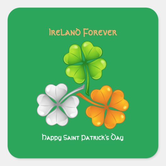 Ierland Forever Lucky Shamrock Vierkante Sticker (Voorkant)