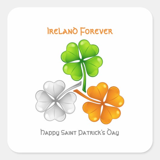 Ierland Forever Lucky Shamrock Vierkante Sticker (Voorkant)