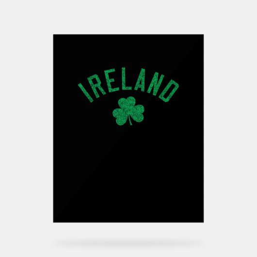 Ierland Gebogen tekst Shamrock Distressed Green Pr Acryl Bord (Voorkant)