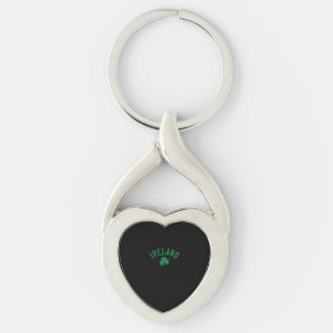 Ierland Gebogen tekst Shamrock Distressed Green Pr Sleutelhanger