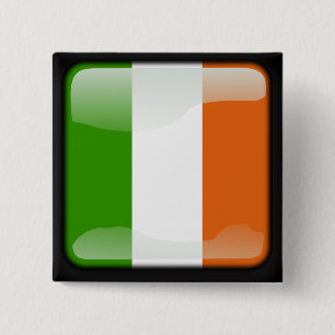 Ierland gepolijst vlag vierkante button 5,1 cm