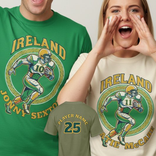 Ierland Gridiron Shamrock Voetbalatleet Dynamisch T-shirt