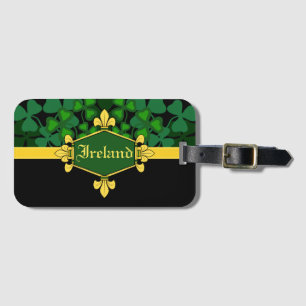 Ierland groene shamrocks, aanpassen met naam 5 bagagelabel