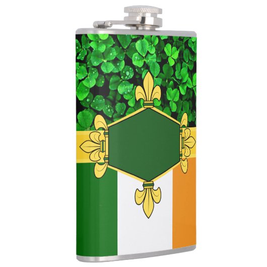 Ierland groene shamrocks, monogram/initialen toevo heupfles (Rechts)