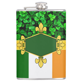 Ierland groene shamrocks, monogram/initialen toevo heupfles