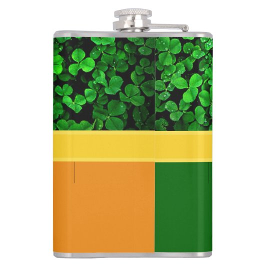 Ierland groene shamrocks, monogram/initialen toevo heupfles (Achterkant)