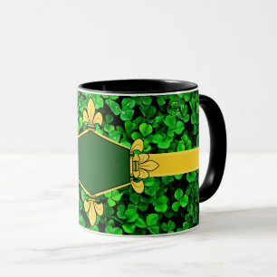 Ierland groene shamrocks, voeg monogram/initiaal t mok