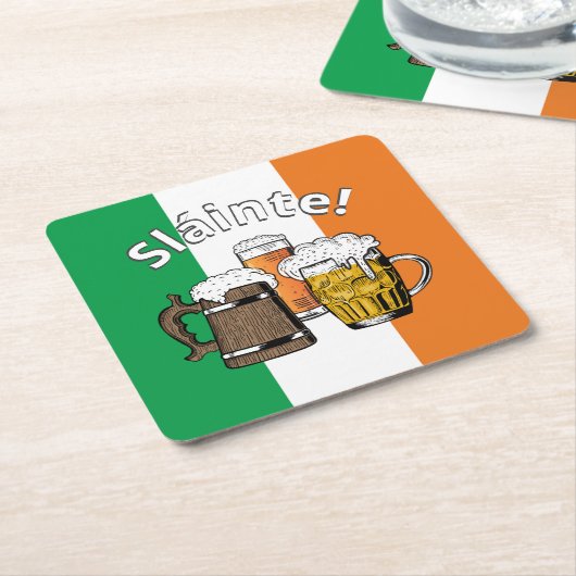 IERLAND Groot Iers bier Sláinte! Kartonnen Onderzetters (Schuin)