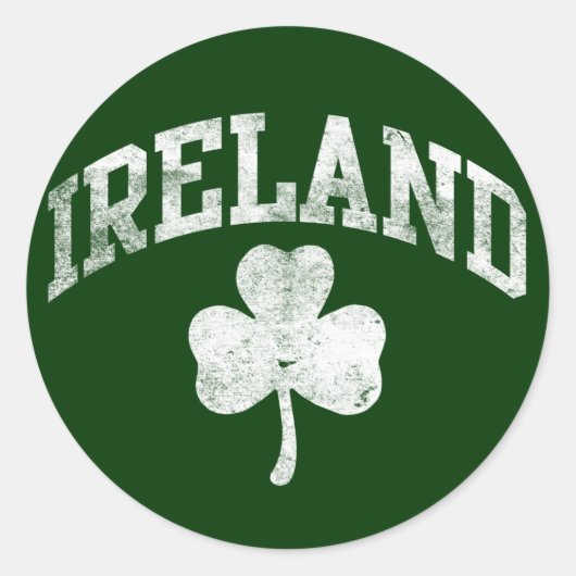 Ierland, Grunge stijl Shamrock Varsity Ronde Sticker (Voorkant)
