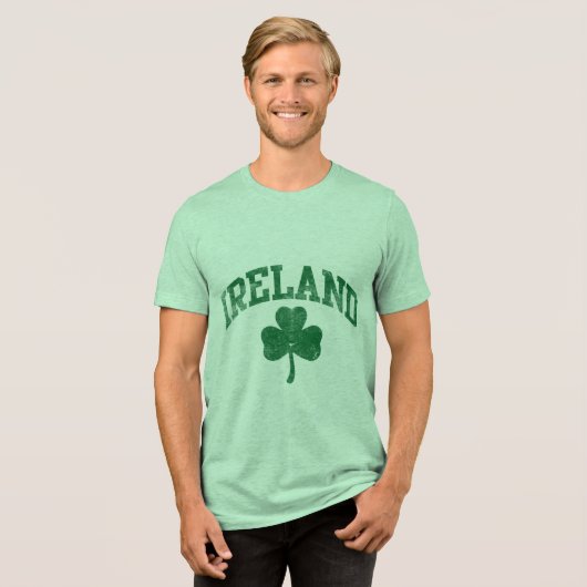 Ierland, Grunge Varsity Style St Patrick's Day Tri-Blend Shirt (Voorkant volledig)