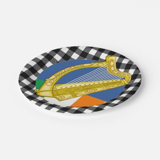 Ierland Harp bord, buffelplaid & Irish Flag Papieren Bordje (Gekanteld)