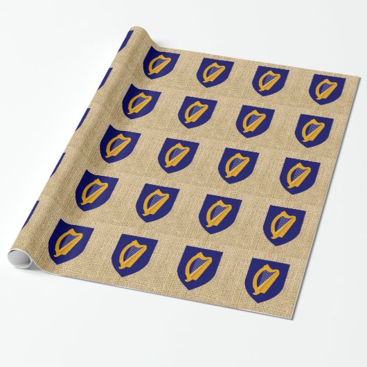 Ierland Harp Coat of Arms Wrapping Paper Cadeaupapier (Uitgerold)
