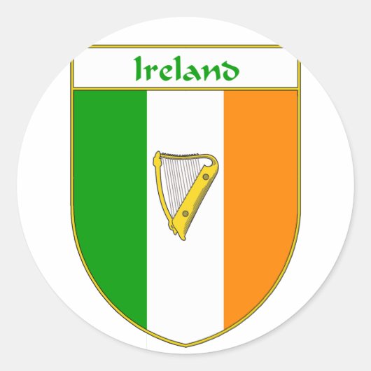 Ierland Harp Irish Flag Shield Ronde Sticker (Voorkant)
