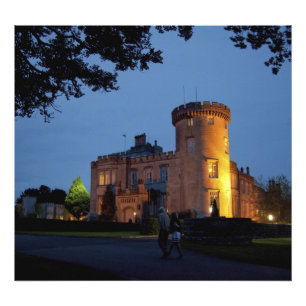 Ierland, het Dromoland Castle verlicht in de schem Foto Afdruk