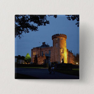 Ierland, het Dromoland Castle verlicht in de schem Vierkante Button 5,1 Cm