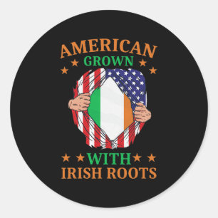 Ierland Home American Groot met Irish Roots Ronde Sticker