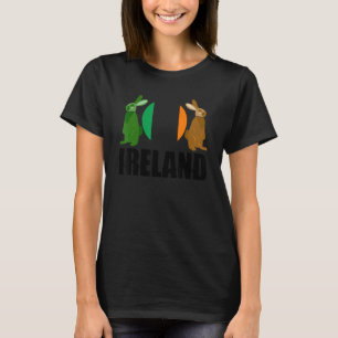 Ierland Ierland Ierland vlag Rabbit Animal Silhoue T-shirt