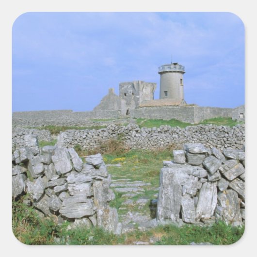 Ierland, Inishmore, Aran Island, Dun Aengus Fort Vierkante Sticker (Voorkant)