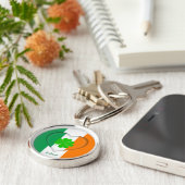 Ierland & Irish Heart, Flag geluksklaver/shamrock Sleutelhanger (Zijkant)