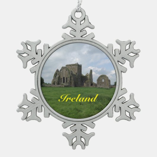Ierland Irish Hore Abbey kerstsierente Tin Sneeuwvlok Ornament (Voorkant)