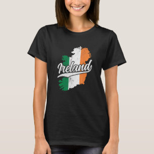 Ierland Kaart En Vlag Vintage Souvenir Vervuild H T-shirt